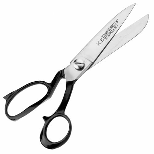 May Profi Schneiderschere 20 cm 8 Zoll Stoffschere verchromt | Robuste Ganzmetall-Schere für präzise Schnitte bei Leder, Jeans und Stoff