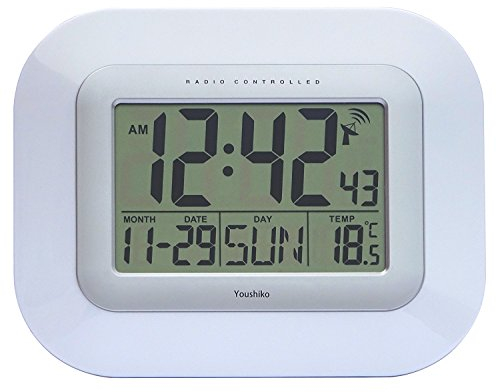 Youshiko Radio Controlled LCD Wall Mountable and Desk Clock (UK & Ireland Version) Jumbo LCD