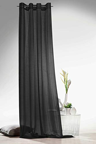 heimtexland Gardinen modern, Vorhang mit Ösen, Farbe anthrazit, Höhe 245cm x Breite 140cm, Ösenschal neu Typ118