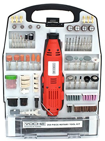 Voche® Mini Rotary Hobby Drill Combi Multi Grinder Tool with 266 Piece Accessory Set and Storage Case