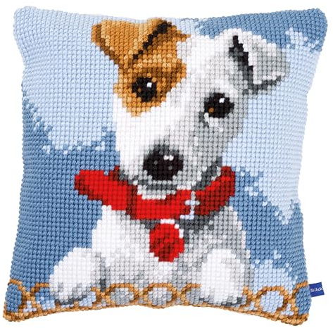 VERVACO Kit Cuscino Punto Croce JACK RUSSELL Set Ricamo Principianti Cuscini Gobelin Decorativi ca. 40 x 40 cm Accessori Per Lavoretti Creativi DIY Casa Decor Hobby Adulti Cross Stitch