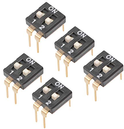 sourcing map 5 Stück DIP-Schalter Stufe für Leiterplatten 1-2 Bit 2,54 mm Abstand schwarz