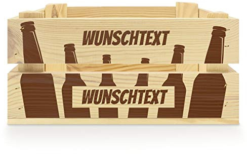 printplanet® - Holzkiste mit Name selbst gestalten - Holzkiste mit Text oder Wunschnamen Personalisieren und Bedrucken - Motiv : Bierkiste