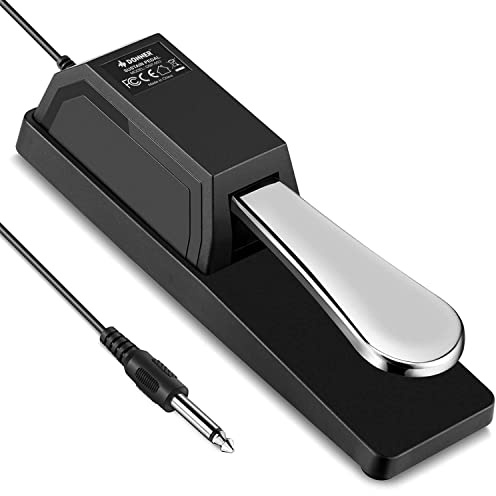 Donner DSP-003 Sustain Pedal, Universal Keyboard Piano Pedal for Digital Piano/MIDI Keyboard/Electronic Piano/Synthesizer, With Polarity Switch, 1/4(6.35 mm) Jack, 63'' (1.6m) Cable, Straight