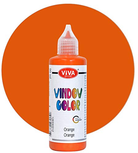 Viva Decor Window Color (Orange, 90 ml) Fenstermalfarben für wieder abziehbare Bilder und Sticker für Deko, Spiegel, Fliesen, Vasen und Fenster - Made in Germany