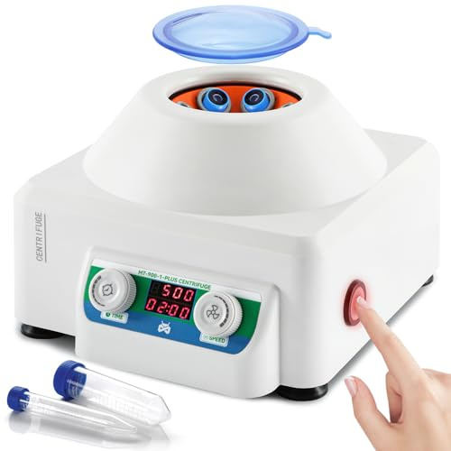 Mxmoonant Centrifugeuse de Laboratoire, 4000rpm, 6x15ml, 1685xg, 60min | pour Tubes à Essais 15ml/10ml/5ml, pour Séparation D'échantillons, Analyse Qualitative (Prise EU)