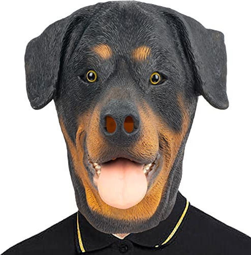 CreepyParty Maschera Rottweiler Cane Maschere per Animale in Lattice Realistico per Halloween Carnevale Festa in Costume Parata