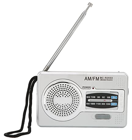 Goshyda Radio AM FM Portable, Lecteur de Radios à Transistor Portable Compact à Puce DSP, Alimenté par 2 Piles AA, Haut-Parleur Intégré avec Prise Casque, Cadeaux pour Parents, Grands-Parents