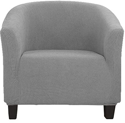YOPOIY rutschfest Club Chair Schonbezug, Stretch 1 Stück Sesselbezug mit Elastischer Unterseite Sesselhusse Universal Stilvolle Möbelschutz -hellgrau
