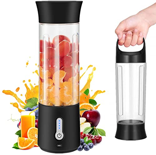 Canareen Frullatore Elettrico Frullatore Portatile - Blender da 500ml per frullati e succhi | Mini frullatore smoothie USB ricaricabile da 4000 mAh con 6 lame per palestra sportiva da viaggio (Nero)