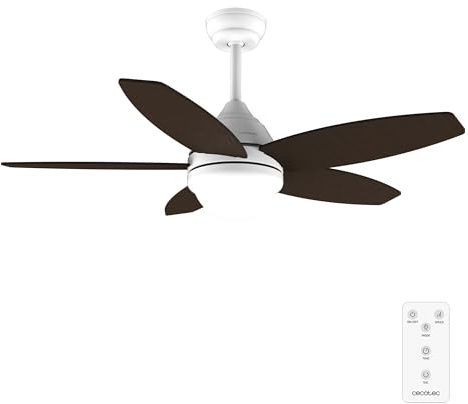 Cecotec Ventilador de Techo 53W EnergySilence Aero 4200 White&DarkWood | 106cm, LED 3 Tonalidades, Mando a Distancia, Temporizador 1/4/8h, 3 Velocidades, 5 Aspas, Verano/Invierno