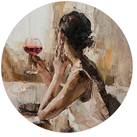REINDERS Glasbild, Evening Wine, Küche, Poster, Wanddeko, Glasbilder, Glas, Beige, Ø 70
