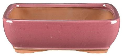 Vaso per bonsai rettangolare in gres smaltato rosa 23,5x17x6,5 cm - GA2