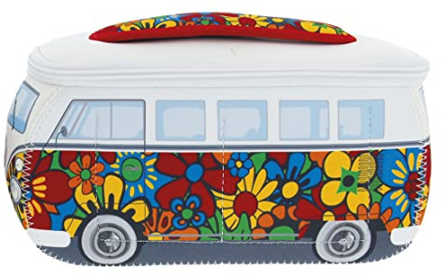 BRISA VW Collection - Volkswagen Neoprene Universal Makeup Cosmetic Travel Pharmacy Bag Pouch T1 Campervan Bus (Flower/Multi/Large)