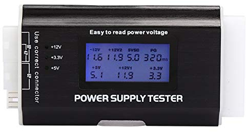 Computer PC Power Supply Tester, 20/24 Pin ATX Power Supply Tester, with LCD Display, for ATX, BTX, ITX, TFX, with Buzzer Alarm