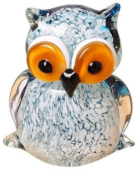 HXSCOO Kristall-Eule, Tierfiguren, Glas, mundgeblasener Vogel, Ornamente, Heimdekoration, Statue, Zubehör, Briefbeschwerer, Dekoration, (Color : Blue)