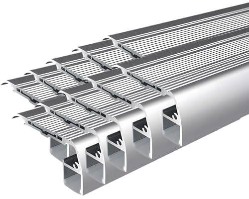 10Pack 1 Meter Anti-Slip Stair LED Aluminum Profile Safety Backlight Step Channel Cover Edge Protector Deck Hard Bar Strip Light, Stair Edge Nosing Trim (Silver)