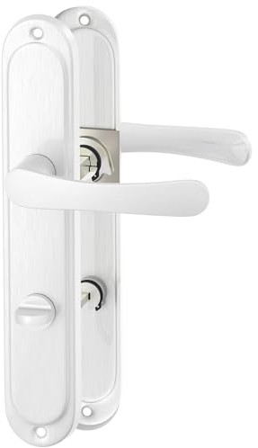 ERGO line MALMO Silber, klassische Türbeschlag Türgriff für Badtüren Langschild Drückergarnitur, Türbeschlag, Türklinke, Türdrücker
