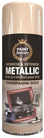 Metallic Spray Paint 400ml Multi-Purpose Use, Spray for Metal and Wooden Furniture, Ornaments, Decorative Items and Much More for Interior & Exterior (1, Champagne Gold)