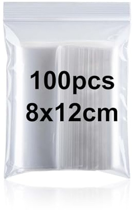 100 pièces Sachet plastique transparent 8 * 12cm sachets plastiques refermables petits sac zip pochon plastique stockage pour la cuisine loisirs créatifs perles échantillons biscuits bonbons