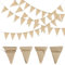 Banderines Tela 48PCS Banderín de Arpillera, Guirnalda Banderín De Yute, Imitación Cáñamo Tela Triángulo Banderas Banner Decoraciones para Cumpleaños Bautismo Boda Fiesta al Aire Libre Jardín (Marrón)