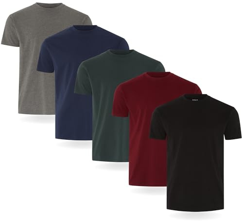 FM London herr T-tröja Fm London (3/5-pack) Mens T Shirt, Svart, vinröd, grön, marinblå, kol (5-pack), L