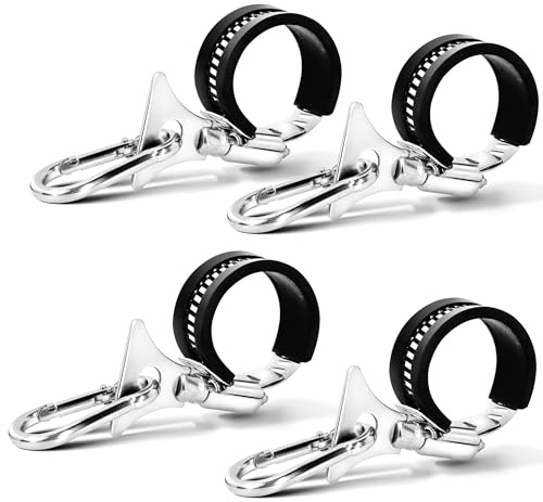 Anley 4er-Pack Fahnenmast-Klemmen und Clip-Set zum Befestigen der Flagge mit Karabiner und Anti-Rutsch-Streifen aus Silikon– Metall für Fahnenmasten mit 0,7–1,25 Zoll Durchmesser