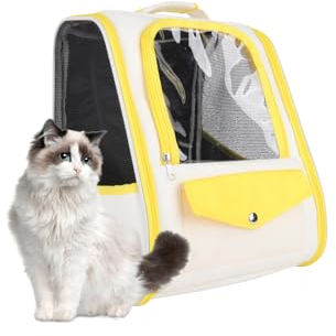 Galatée Haustier-Rucksack, Haustier-Rucksack Für Kleine Hunde Und Katzen, Vollständig Belüfteter Netz-Hunde-Rucksack, Tragbarer Katzen-Rucksack Für Reisen, Wandern, Outdoor-Einsatz(Gelb)