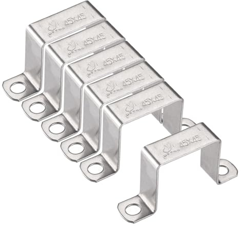 TA-VIGOR Support de raccord en U, 45 mm x 45 mm, collier de serrage en tube en acier inoxydable, colliers de tuyau robustes pour porte, tige fermée, entretoise, tuyau, fixation de fil, lot de 6 pièces
