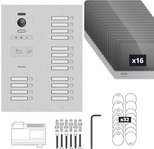 Philips - Visiophone collectif pour 16 appartements/bureaux - compatible Vigik - Philips WelcomeHive 2