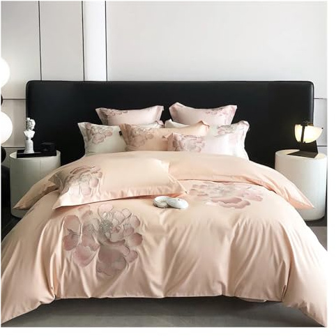 Long Staple Cotton Bed Linen Double Comforter Bedding Set Embroidered Bed Cover Full Set Quilt Duvet Cover Bed Sheet Pillowcase,Bedding(C,4pcs for 1.8m Bed)