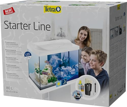 Tetra Starter Line 80 L Aquarium Komplett-Set mit LED-Beleuchtung, weiß