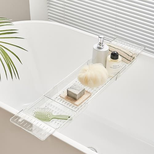 Eden & Willow Expandable Bath Caddy | Over-the-Bath Tray | Adjustable Bathroom Storage Holder