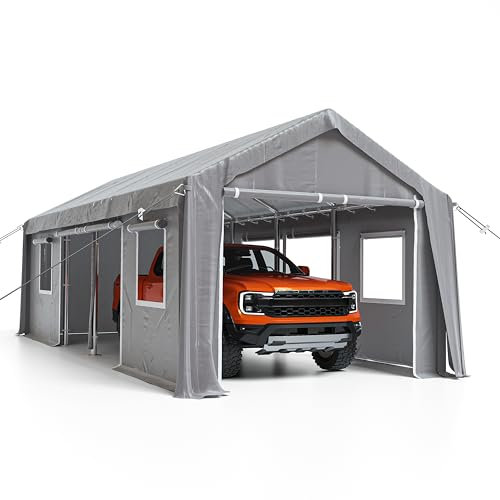 GarveeLife Carport Seitenwand 1020-1320-200G, grau, Zwei Seiten