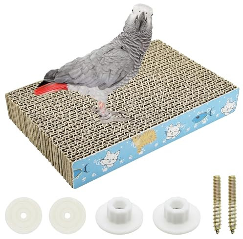 Allazone Posatoi per Uccelli in Cartone, Uccello in Cartone Naturale per Pappagalli, Giocattoli per Pappagalli Accessorio per Gabbia per Uccelli per Cacatua, Parrocchetto, M