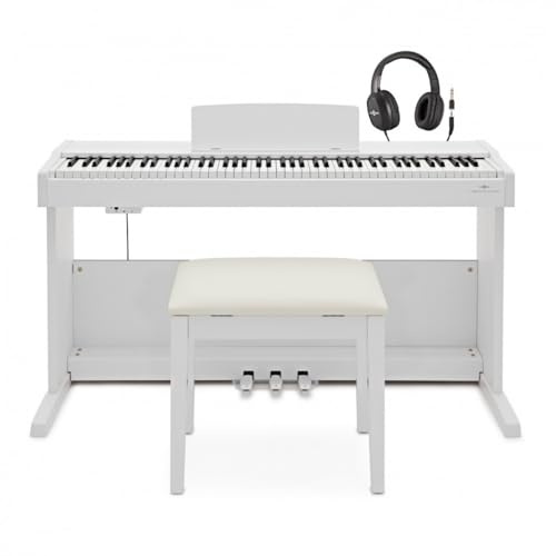 VISIONKEY-500 Digitalpiano 88 Tasten mit Bank, Weiß | Für angehende Pianisten, 10 authentische Sounds, 3-Pedal-Einheit für Ausdruck, USB to Host, App für Split/Layer-Modi