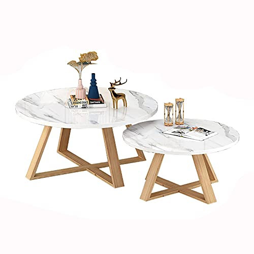 IUBGFTO Couchtisch/Beistelltisch/Endtisch, 2er-Set, Couchtisch, Sofa-Beistelltisch, Satztisch/Cocktailtisch, für Wohnzimmerbüro,C-60+80cm