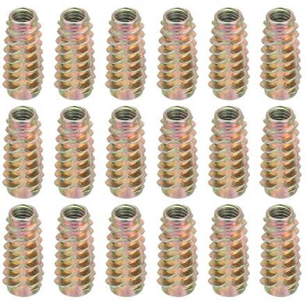 sourcing map 18 Pcs Threaded Inserts for Wood, Zinc Alloy M6 Thread Inserts Nuts Hex-Flush Socket Drive Screw 25mm Length for Furniture, Cabinet, Tables and Chairs