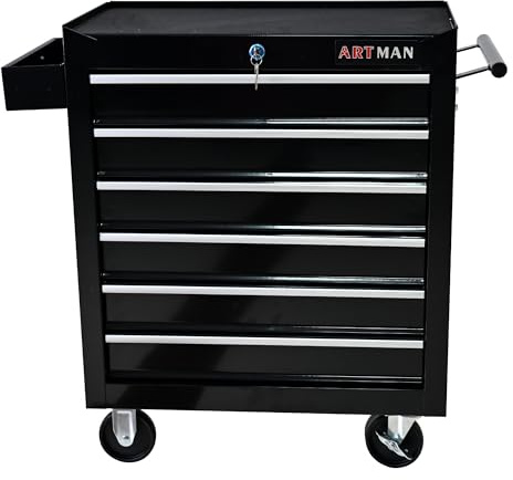 6 Drawers Rolling Tool Chest Cart ,24.2*12.9*29.9Tool Storage Cabinet With 4 Wheels.Portable Tool Cabinet Trolley With Locking System and Drawer Liners.Tool Storage Cart for Garage,Workshop