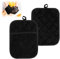 Lot de 2 Maniques en Coton Noir avec Poches, Gants de Cuisine Résistants à la Chaleur, Gants de Cuisine Antidérapants pour la Cuisine, la Pâtisserie et Les Grillades, Taille 17,8 x 23,8 cm