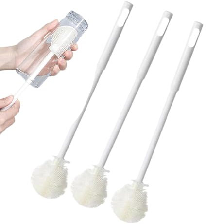 Ruwshuuk Brosse À Biberon Nettoyante - 3 Pièces Brosse à Long Manche pour Bouteilles et Biberons,Accessoire Lavage Fruits & Légumes pour Évier Lave-Vaisselle Carafe Et Verres À Vin