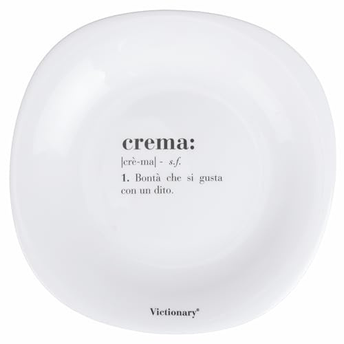 Lot de 6 assiettes à fruits carrées 22x22 cm en verre opale, Victionary Crème
