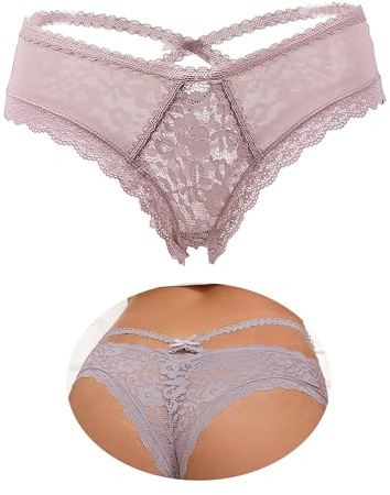 ohmydear Floral Lace French Knickers Plus Size Soft Sexy Thongs for Women
