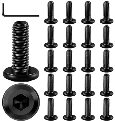 20 Stück M6 x 20 Schrauben, Flachkopfschrauben M6, Linsenkopfschrauben M6 Edelstahl A2 V2A, Innensechskant Flachkopf Vollgewinde M6 Schrauben mit Schraubenschlüssel für Montage Wartung