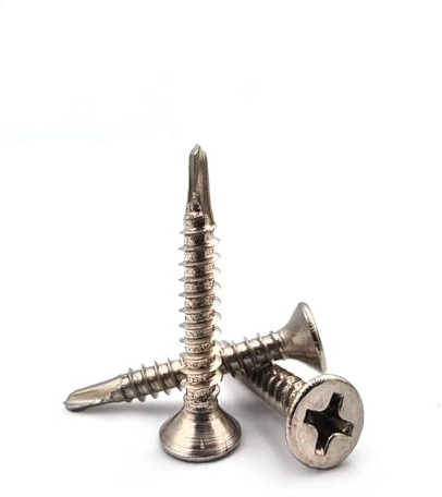 VOOXA 200 tornillos de perforación de 3,5 x 25 mm, acero inoxidable A4, cabeza avellanada DIN 7504 forma O, tornillos de cabeza plana autorroscantes con rosca completa para metales blandos