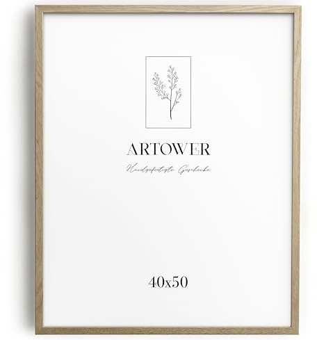 Artower® Bilderrahmen für 40 x 50 cm Natur Holz Eiche Dünner Rahmen | Posterrahmen Groß für Collage | Picture Frame Oak Wood 40x50cm | Holzrahmen Holz-Bilderrahmen | Holzbilderrahmen Echtholz