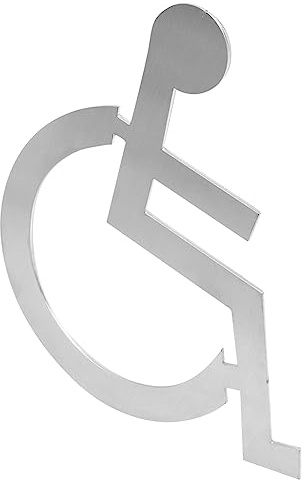 LIFKOME Plaque de Porte Toilettes Handicapés Acier Inoxydable Argenté Signalisation pour Wc et Facile à Installer Panneau Accessible pour Ascenseurs et
