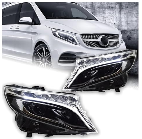 WSUMKH Fanale Anteriore Fari Anteriori Per Auto Per Benz Per Vito W447 2013 2014 2015 2016 2017 2018 2019 A LED DRL Proiettore Lente Accessori Dinamicier Auto Faro Principale Fari