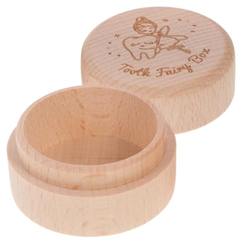 iplusmile Caja de Almacenamiento de Dientes de Leche para Diseño de Madera Natural Caja para Guardar Dientes y Cabello de Niña Regalo Infantil para Momentos Memorables