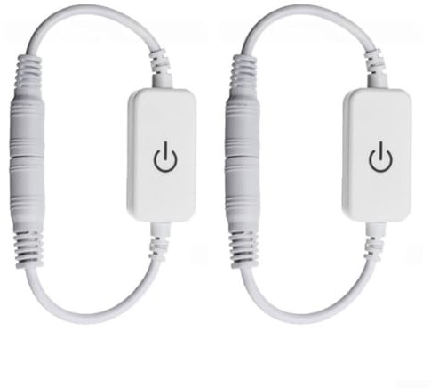 Lot de 2 variateurs d'intensité tactile à LED compatibles avec 5 5 x 2 1 mm CC 12 V 24 V lumières LED Contrôle de la luminosité et interrupteur (blanc)